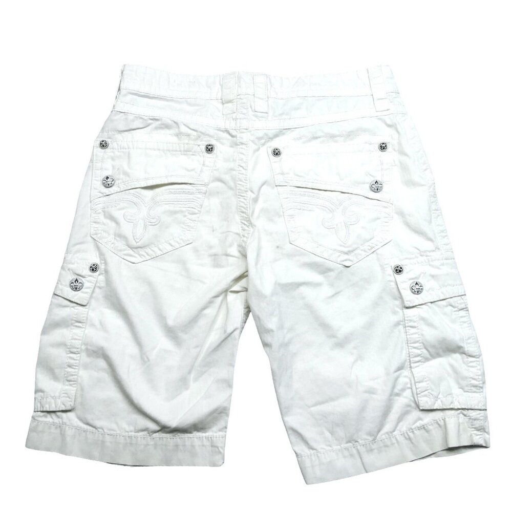 Rock Revival Shorts Men's Cargo White Orange Shorts Size 34 - Picture 2 of 15
